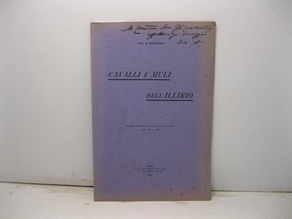 Cavalli e muli dell'Illirio. Estratto dalla Rivista di Cavalleria, anno XI, 1908 - A. Baldacci - copertina