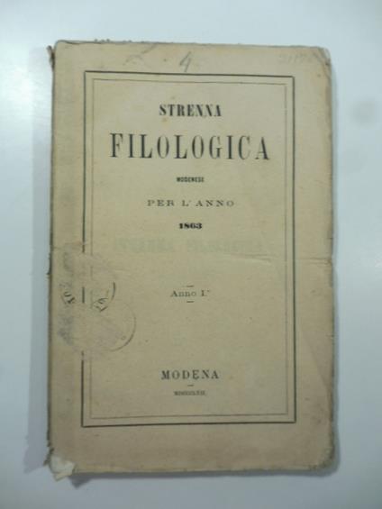 Strenna filologica modenese per l'anno 1863. Anno I - copertina