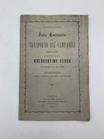 Celebrandosi la festa centenaria del trasporto del campanile eseguito nel 1776 dal concittadino capo-mastro Crescentino Serra