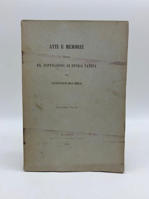 Atti e memorie delle RR. Deputazioni di storia patria per le provincie dell'Emilia, nuova serie, vol. II - copertina