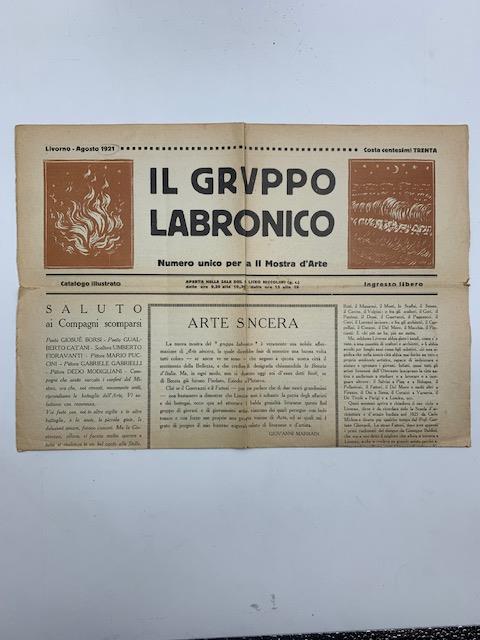 Il Gruppo Labronico. Numero unico per la II Mostra d'arte, Livorno-Agosto 1921 - copertina