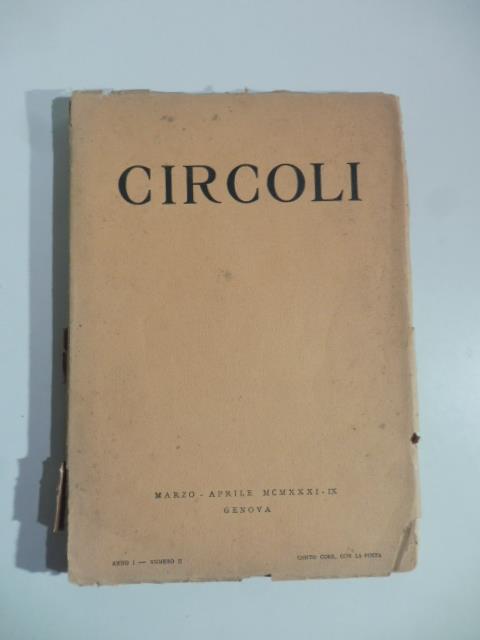 Circoli. Rivista di poesia, marzo-aprile 1931 - copertina