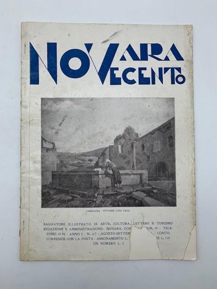 Novara Novecento. Saggiatore mensile illustrato darte, cultura, lettere e turismo, anno I, agosto-settembre 1932 - copertina