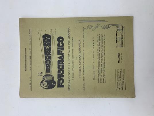 Il Progresso fotografico. Rivista mensile illustrata di fotografia e delle applicazioni scientifiche industriali, n. 10, 30 ottobre 1932 - copertina