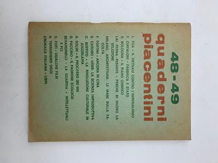 Quaderni piacentini. Anno XII, n. 48-49, gennaio 1973 - copertina