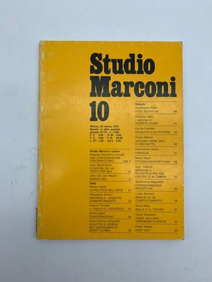 Studio Marconi 10, 22 marzo 1979 - copertina