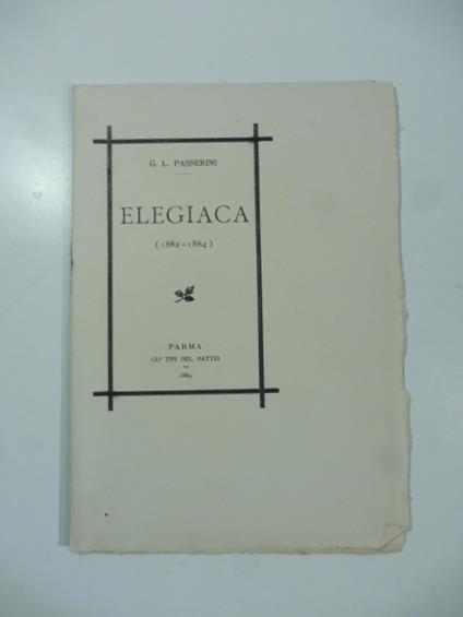 Elegiaca (1882-1884) - G. Passerini - copertina