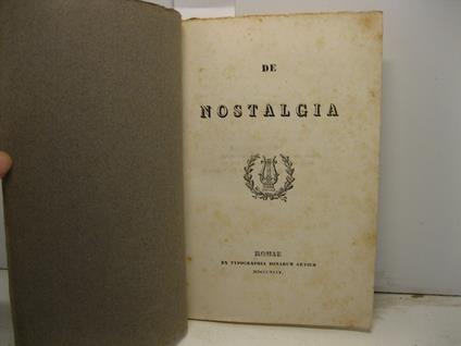 De nostalgia - copertina