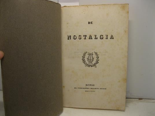 De nostalgia - copertina