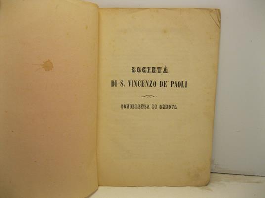 Societa' di S. Vincenzo de' Paoli. Conferenza di Genova - copertina