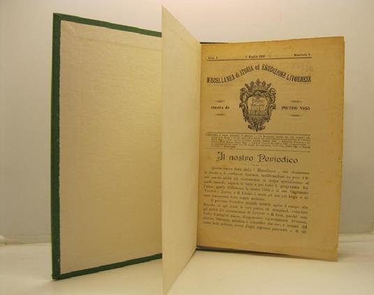 Miscellanea di storia ed erudizione livornese. Diretta da Pietro Vigo - copertina