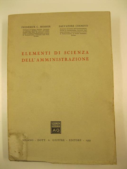 Elementi di scienza dell'amministrazione - copertina