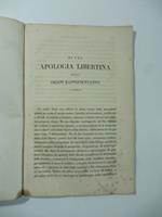 Di una apologia libertina degli ordini rappresentativi SEGUE Di una apologia cattolica degli ordini rappresentativi