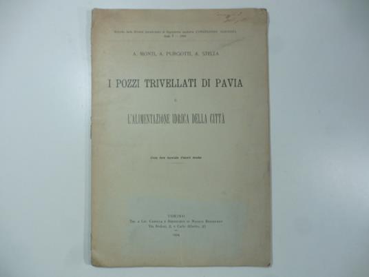 I pozzi trivellati di Pavia e l'alimentazione idrica della citta' - copertina
