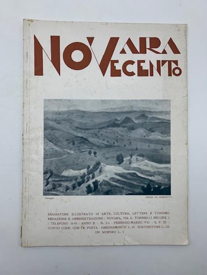 Novara Novecento. Saggiatore mensile illustrato darte, cultura, lettere e turismo, anno II, febbraio-marzo 1933 - copertina