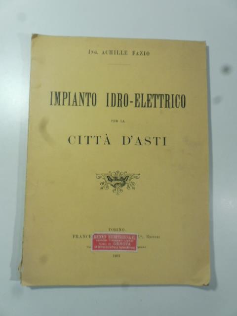 Impianto idro-elettrico per la citta' d'Asti - copertina