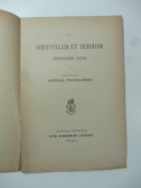 In Aristotelem et Herodam animadversiones criticae - copertina