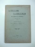 La Chiesa di Roma e la Chiesa di Milano nella elezione di Papa Alessandro III, 7 settembre 1159. Memoria