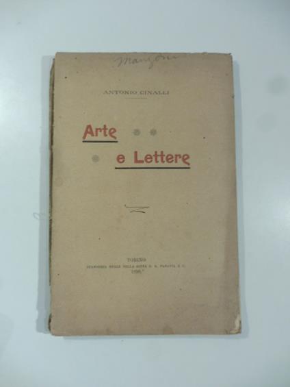 Arte e lettere - copertina