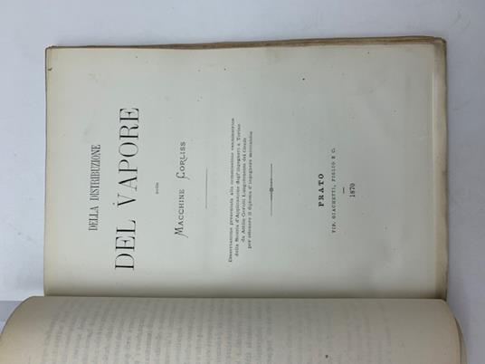 Della distribuzione del vapore nelle macchine Corliss. Dissertazione - copertina