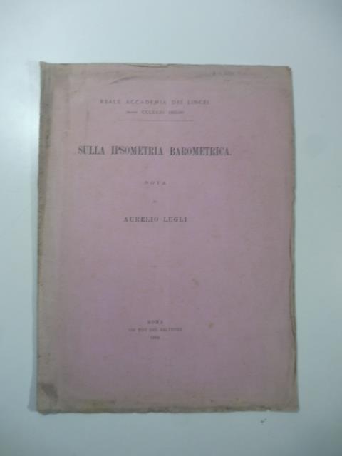Sulla ipsometria barometrica. Nota - copertina