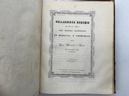 Dellachiesa Bononio da Bistagno (Acqui) per essere laureato in Medicina e Chirurgia. Della pneumonorragia - copertina