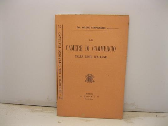 Le camere di commercio nelle leggi italiane - copertina