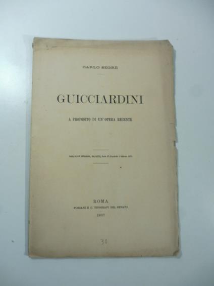 Guicciardini. A proposito di un'opera recente - copertina