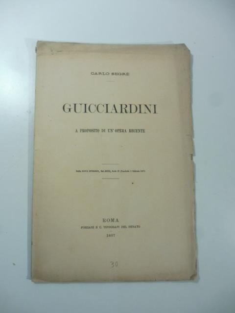 Guicciardini. A proposito di un'opera recente - copertina