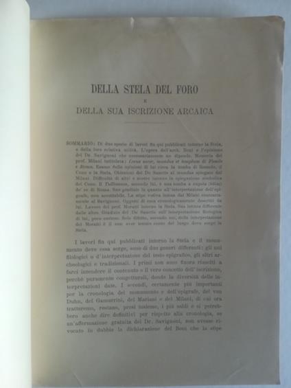 Della stela del Foro e della sua iscrizione arcaica - copertina