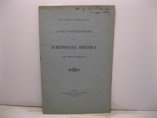 Nuova contribuzione alla echinofauna eocenica del Monte Gargano - copertina