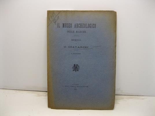 Il Museo archeologico delle Marche. Memoria - copertina