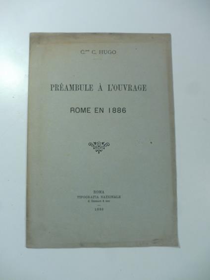 Preambule a l'ouvrage Rome en 1886 - copertina