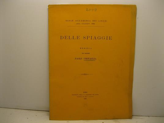 Delle spiaggie. Memoria - copertina