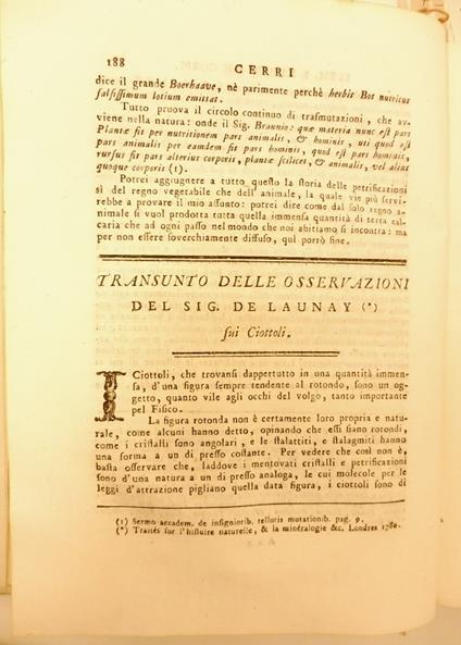 Transunto delle osservazioni del sig. De Launay sui ciottoli - copertina