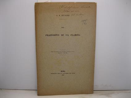 Del 'praepositus de via Flaminia' - copertina