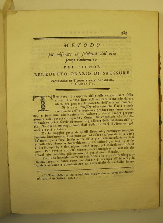 Metodo per misurare la salubrita' dell'aria senza eudiometro - copertina