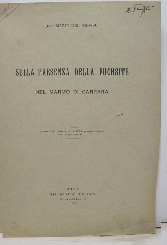 Sulla presenza della fuchsite nel marmo di Carrara - copertina