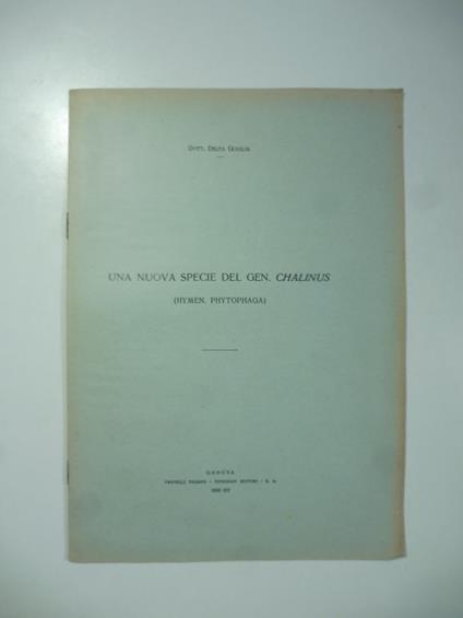 Una nuova specie del gen. Chalinus (hymen. phytophaga) - copertina