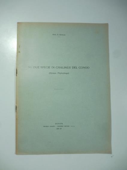 Su due specie di chalinus del Congo (Hymen. Phytophaga) - copertina