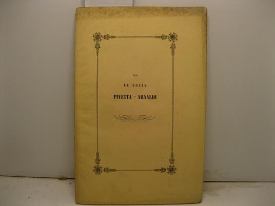 Per le nozze Pivetta-Arnaldi - copertina