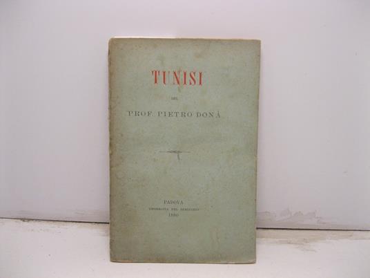 Tunisi del Prof. Pietro Dona' - copertina