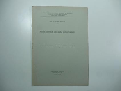 Nuovi contributi allo studio del metopismo - copertina
