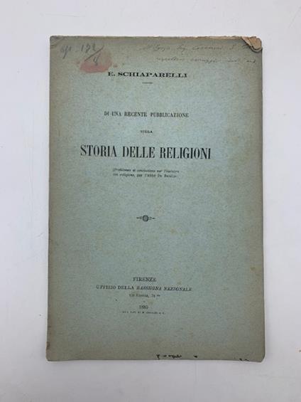 Di una recente pubblicazione sulla storia delle religioni - copertina