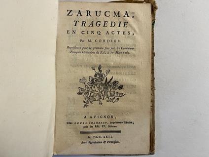 Zarucma. Tragedie en cinq actes - copertina