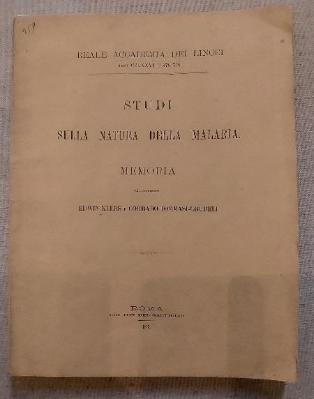 Studi sulla natura della malaria. Memoria - copertina
