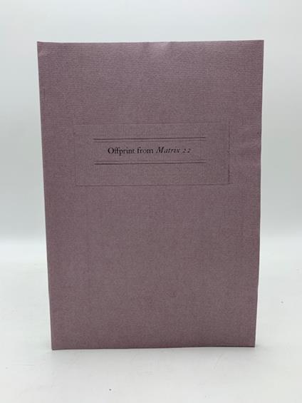 Offprint from Matrix 22. One Hundred and Fifty Years of Type and Printing Machinery at Nebiolo - copertina