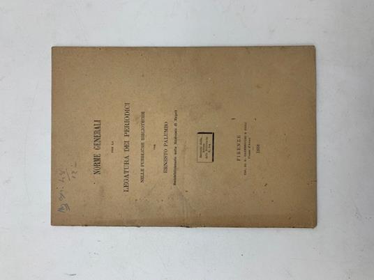 Norme generali per la legatura dei periodici nelle pubbliche biblioteche - copertina