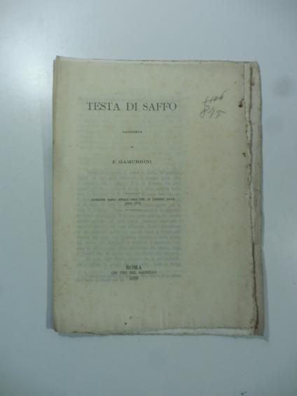 Testa di Saffo - copertina