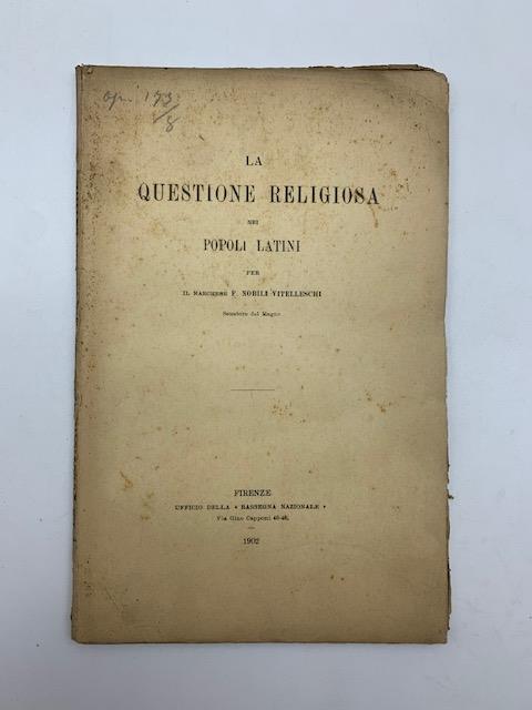 La questione religiosa nei popoli latini - copertina